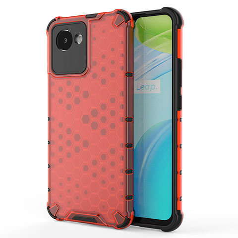 Coque Rebord Contour Silicone et Vitre Transparente Housse Etui 360 Degres AM3 pour Realme C30 Rouge