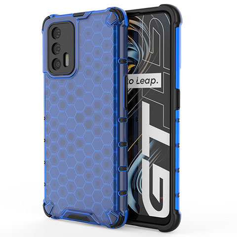 Coque Rebord Contour Silicone et Vitre Transparente Housse Etui 360 Degres AM3 pour Realme GT Master 5G Bleu