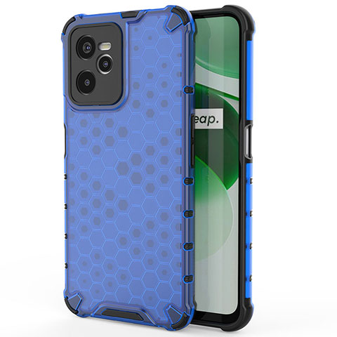 Coque Rebord Contour Silicone et Vitre Transparente Housse Etui 360 Degres AM3 pour Realme Narzo 50A Prime Bleu