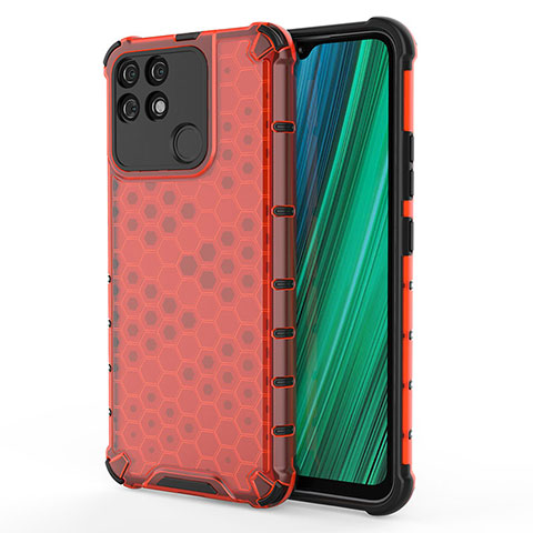 Coque Rebord Contour Silicone et Vitre Transparente Housse Etui 360 Degres AM3 pour Realme Narzo 50A Rouge