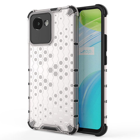 Coque Rebord Contour Silicone et Vitre Transparente Housse Etui 360 Degres AM3 pour Realme Narzo 50i Prime Blanc