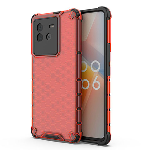 Coque Rebord Contour Silicone et Vitre Transparente Housse Etui 360 Degres AM3 pour Vivo iQOO Neo6 5G Rouge