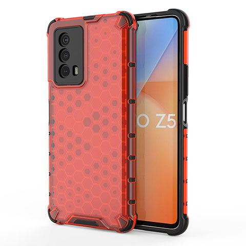 Coque Rebord Contour Silicone et Vitre Transparente Housse Etui 360 Degres AM3 pour Vivo iQOO Z5 5G Rouge