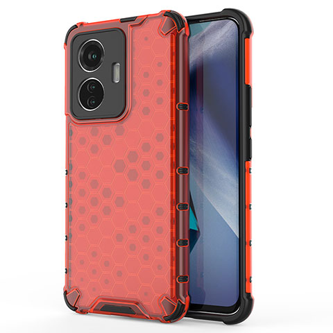 Coque Rebord Contour Silicone et Vitre Transparente Housse Etui 360 Degres AM3 pour Vivo T1 4G Rouge