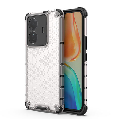 Coque Rebord Contour Silicone et Vitre Transparente Housse Etui 360 Degres AM3 pour Vivo T1 5G Blanc