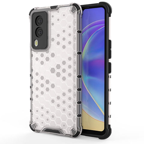 Coque Rebord Contour Silicone et Vitre Transparente Housse Etui 360 Degres AM3 pour Vivo V21e 5G Blanc