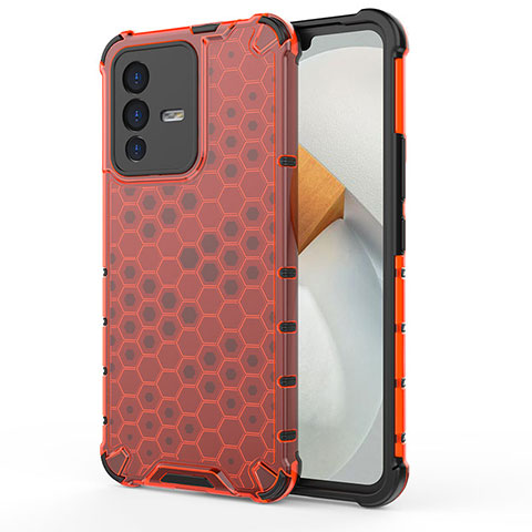 Coque Rebord Contour Silicone et Vitre Transparente Housse Etui 360 Degres AM3 pour Vivo V23 5G Rouge