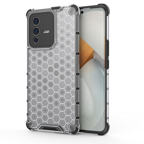 Coque Rebord Contour Silicone et Vitre Transparente Housse Etui 360 Degres AM3 pour Vivo V23 Pro 5G Blanc