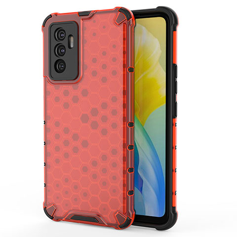 Coque Rebord Contour Silicone et Vitre Transparente Housse Etui 360 Degres AM3 pour Vivo V23e 5G Rouge