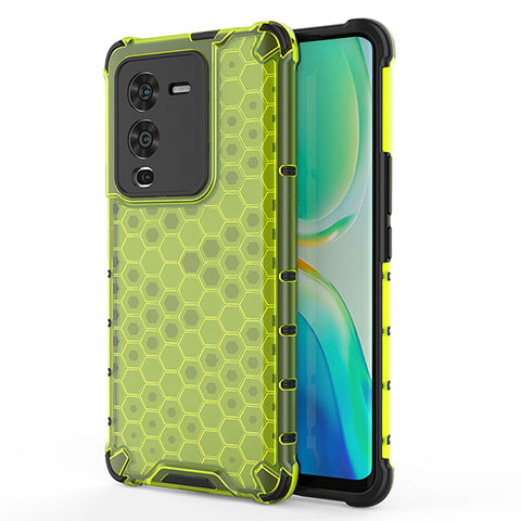 Coque Rebord Contour Silicone et Vitre Transparente Housse Etui 360 Degres AM3 pour Vivo V25 Pro 5G Vert