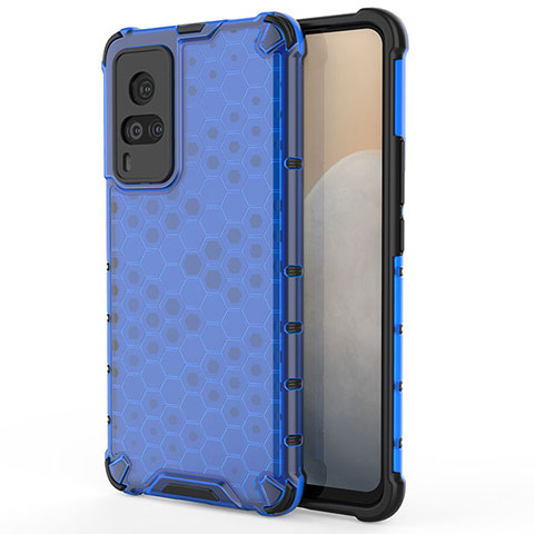 Coque Rebord Contour Silicone et Vitre Transparente Housse Etui 360 Degres AM3 pour Vivo X60 Pro 5G Bleu