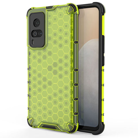 Coque Rebord Contour Silicone et Vitre Transparente Housse Etui 360 Degres AM3 pour Vivo X60 Pro 5G Vert