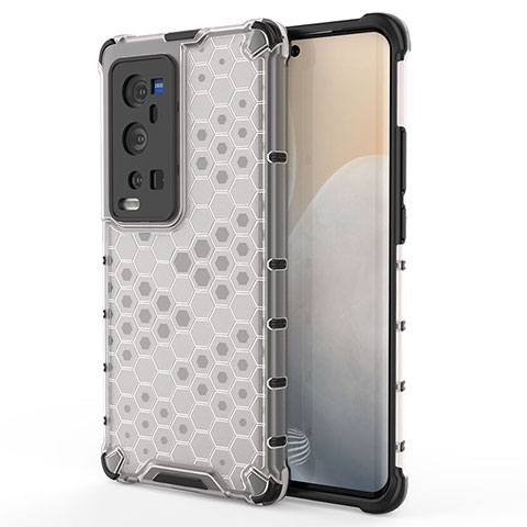 Coque Rebord Contour Silicone et Vitre Transparente Housse Etui 360 Degres AM3 pour Vivo X60 Pro+ Plus 5G Blanc