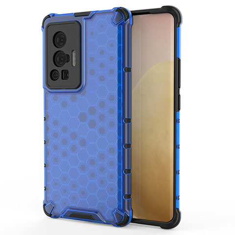 Coque Rebord Contour Silicone et Vitre Transparente Housse Etui 360 Degres AM3 pour Vivo X70 Pro 5G Bleu