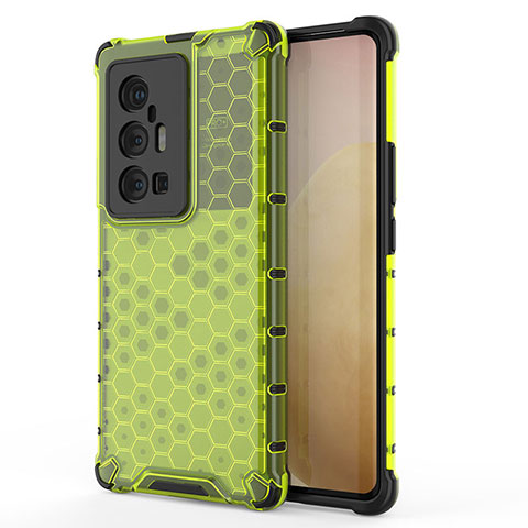 Coque Rebord Contour Silicone et Vitre Transparente Housse Etui 360 Degres AM3 pour Vivo X70 Pro+ Plus 5G Vert