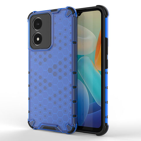 Coque Rebord Contour Silicone et Vitre Transparente Housse Etui 360 Degres AM3 pour Vivo Y02S Bleu