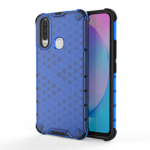 Coque Rebord Contour Silicone et Vitre Transparente Housse Etui 360 Degres AM3 pour Vivo Y12 Bleu