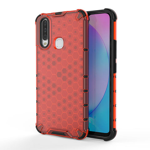 Coque Rebord Contour Silicone et Vitre Transparente Housse Etui 360 Degres AM3 pour Vivo Y12 Rouge