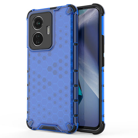 Coque Rebord Contour Silicone et Vitre Transparente Housse Etui 360 Degres AM3 pour Vivo Y55 4G Bleu