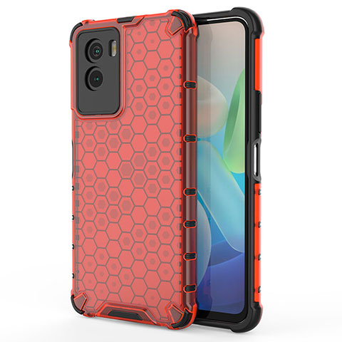 Coque Rebord Contour Silicone et Vitre Transparente Housse Etui 360 Degres AM3 pour Vivo Y72t Rouge