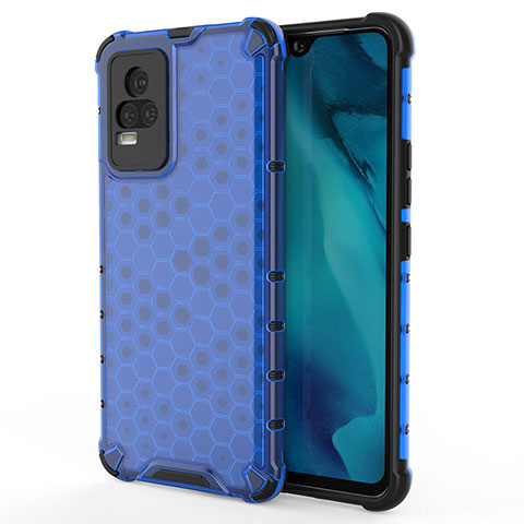 Coque Rebord Contour Silicone et Vitre Transparente Housse Etui 360 Degres AM3 pour Vivo Y73 (2021) Bleu