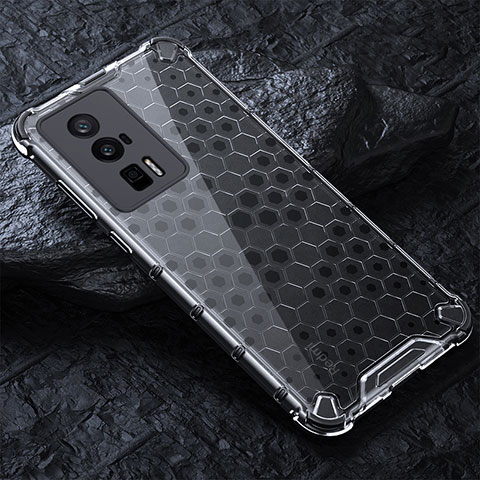 Coque Rebord Contour Silicone et Vitre Transparente Housse Etui 360 Degres AM3 pour Xiaomi Poco F5 Pro 5G Blanc