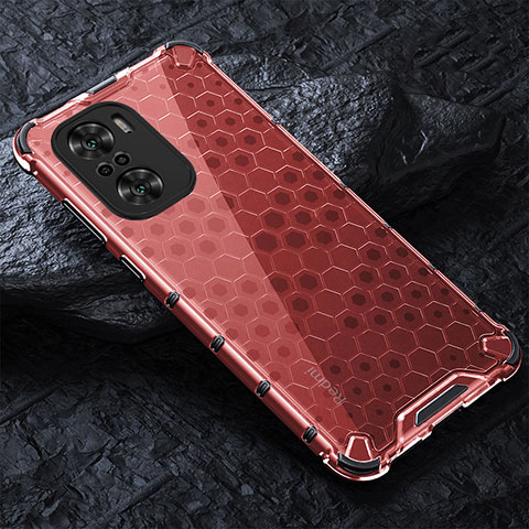 Coque Rebord Contour Silicone et Vitre Transparente Housse Etui 360 Degres AM3 pour Xiaomi Redmi K40 5G Rouge