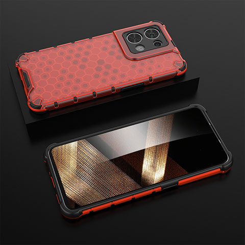 Coque Rebord Contour Silicone et Vitre Transparente Housse Etui 360 Degres AM3 pour Xiaomi Redmi Note 13 5G Rouge