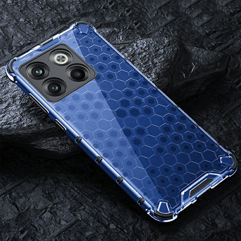 Coque Rebord Contour Silicone et Vitre Transparente Housse Etui 360 Degres AM4 pour OnePlus 10T 5G Bleu