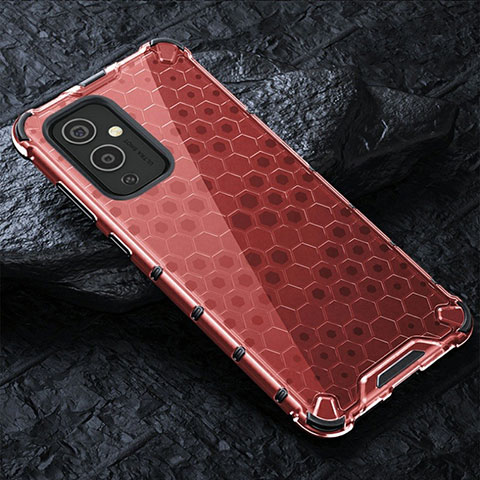 Coque Rebord Contour Silicone et Vitre Transparente Housse Etui 360 Degres AM4 pour OnePlus 9 5G Rouge