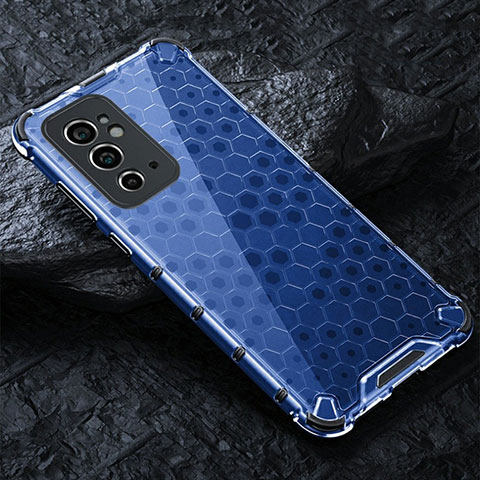 Coque Rebord Contour Silicone et Vitre Transparente Housse Etui 360 Degres AM4 pour OnePlus 9RT 5G Bleu