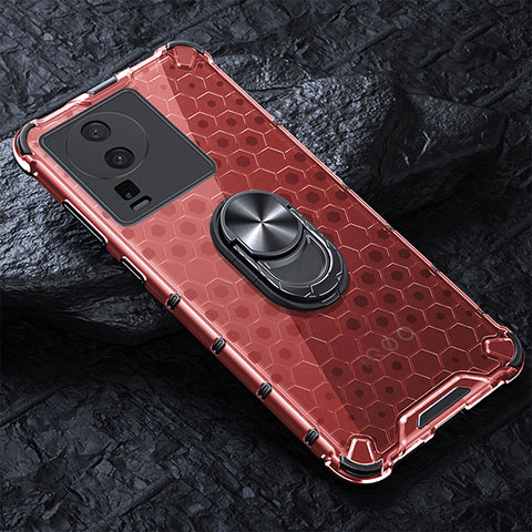 Coque Rebord Contour Silicone et Vitre Transparente Housse Etui 360 Degres AM4 pour Vivo iQOO Neo7 SE Rouge