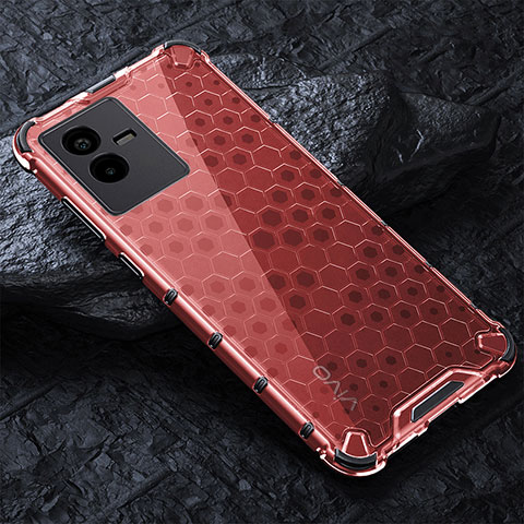 Coque Rebord Contour Silicone et Vitre Transparente Housse Etui 360 Degres AM4 pour Vivo iQOO Z6x Rouge