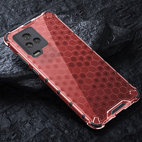 Coque Rebord Contour Silicone et Vitre Transparente Housse Etui 360 Degres AM4 pour Vivo V21 5G Rouge