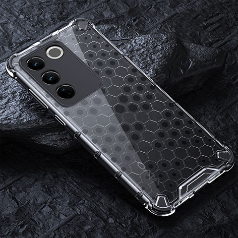 Coque Rebord Contour Silicone et Vitre Transparente Housse Etui 360 Degres AM4 pour Vivo V27e 5G Gris