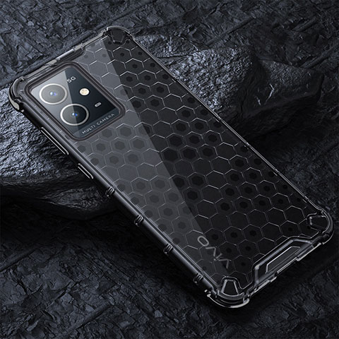 Coque Rebord Contour Silicone et Vitre Transparente Housse Etui 360 Degres AM4 pour Vivo Y33e 5G Noir