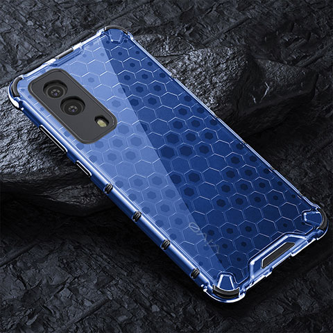 Coque Rebord Contour Silicone et Vitre Transparente Housse Etui 360 Degres AM4 pour Vivo Y53s 5G Bleu