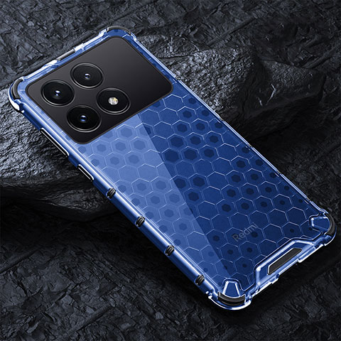 Coque Rebord Contour Silicone et Vitre Transparente Housse Etui 360 Degres AM4 pour Xiaomi Redmi K70E 5G Bleu