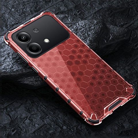 Coque Rebord Contour Silicone et Vitre Transparente Housse Etui 360 Degres AM4 pour Xiaomi Redmi Note 13R Pro 5G Rouge