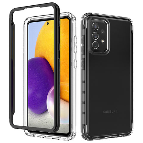 Coque Rebord Contour Silicone et Vitre Transparente Housse Etui 360 Degres JX1 pour Samsung Galaxy A72 4G Noir