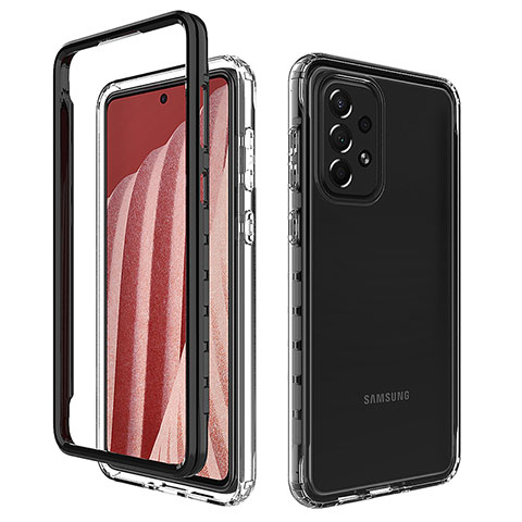 Coque Rebord Contour Silicone et Vitre Transparente Housse Etui 360 Degres JX1 pour Samsung Galaxy A73 5G Noir