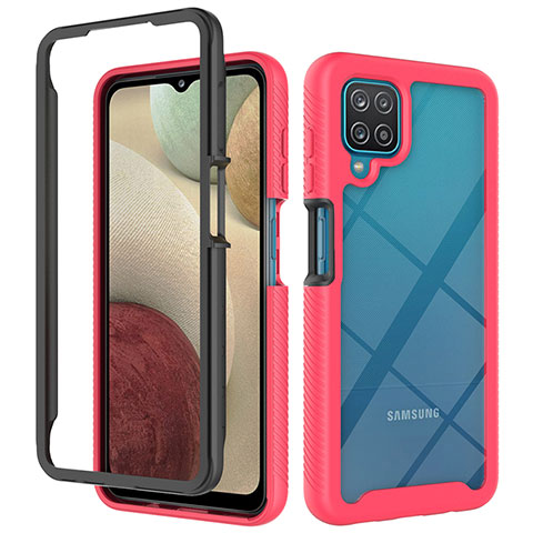 Coque Rebord Contour Silicone et Vitre Transparente Housse Etui 360 Degres JX2 pour Samsung Galaxy A12 5G Rouge