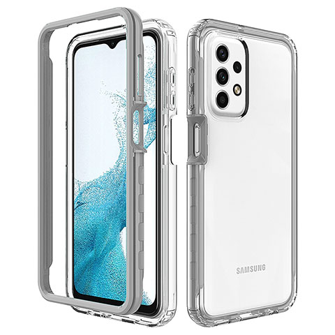 Coque Rebord Contour Silicone et Vitre Transparente Housse Etui 360 Degres JX2 pour Samsung Galaxy A23 4G Gris