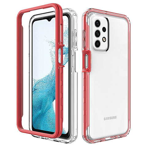 Coque Rebord Contour Silicone et Vitre Transparente Housse Etui 360 Degres JX2 pour Samsung Galaxy A23 4G Rouge