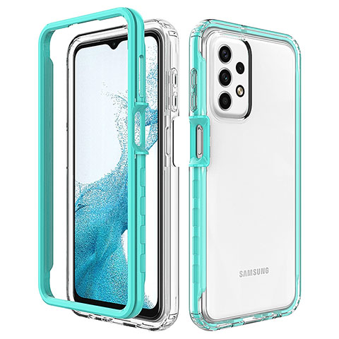 Coque Rebord Contour Silicone et Vitre Transparente Housse Etui 360 Degres JX2 pour Samsung Galaxy A23 5G Bleu Ciel