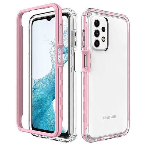 Coque Rebord Contour Silicone et Vitre Transparente Housse Etui 360 Degres JX2 pour Samsung Galaxy A23 5G Rose