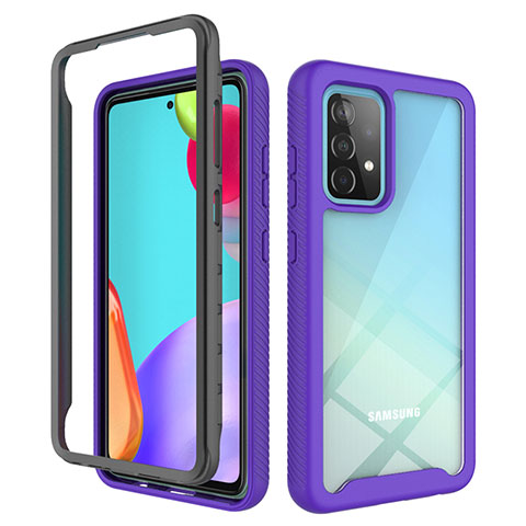 Coque Rebord Contour Silicone et Vitre Transparente Housse Etui 360 Degres JX2 pour Samsung Galaxy A52 4G Violet