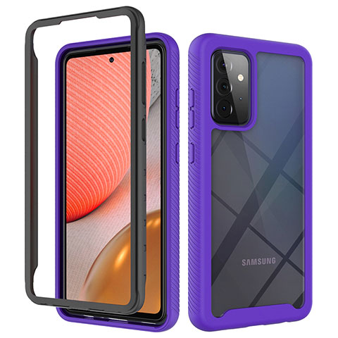 Coque Rebord Contour Silicone et Vitre Transparente Housse Etui 360 Degres JX2 pour Samsung Galaxy A72 5G Violet