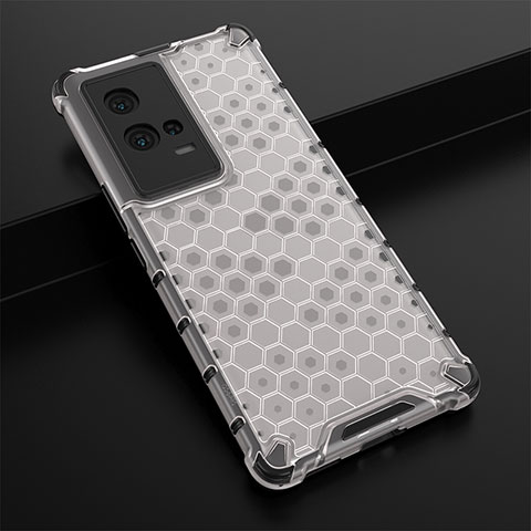 Coque Rebord Contour Silicone et Vitre Transparente Housse Etui 360 Degres M01 pour Vivo iQOO 8 Pro 5G Blanc