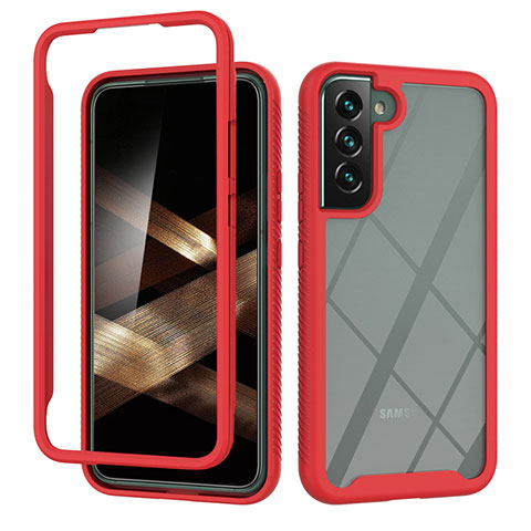 Coque Rebord Contour Silicone et Vitre Transparente Housse Etui 360 Degres M02 pour Samsung Galaxy S24 5G Rouge